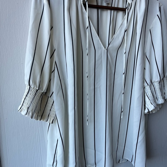 WORTHINGTON White and Black Vertical Striped Blouse Women’s XL - Picture 5 of 11